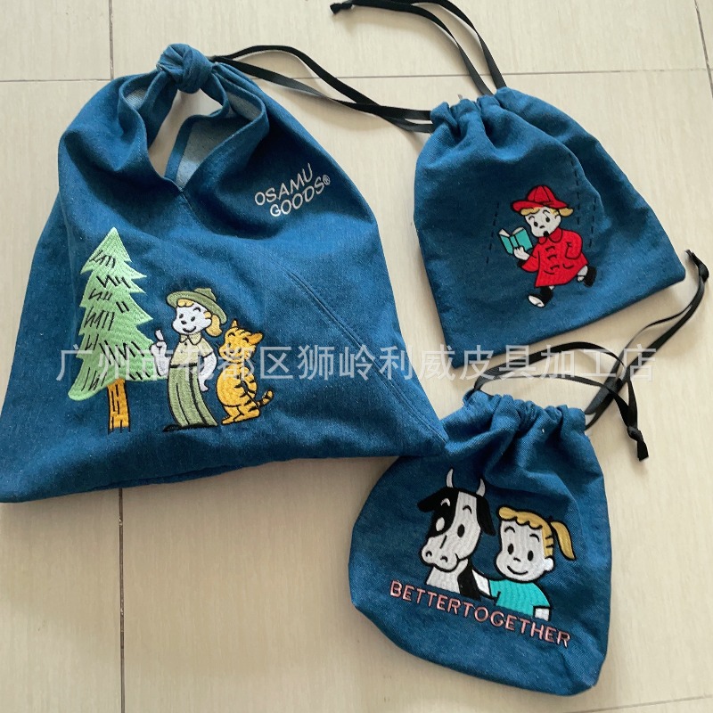 Embroidery Bag - ホット OSAMU グッズシリーズファッション刺繍ハンドバッグ漫画キャラクターかわいいパターンレジャーデニムハンドバッグ女性の誕生日プレゼント
