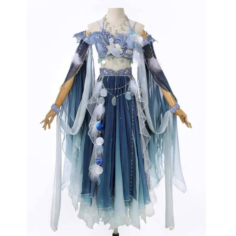 Embroidery Style - エキゾチックなブルードレス重い刺繍漢要素妖精春夏西洋風古代衣装マーメイド雲海