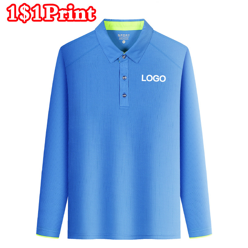 Embroidery Logo - スポーツ長袖ポロ襟Tシャツ カスタムプリントロゴ メンズ＆レディース ワークウェア カルチャーシャツ ロゴ刺繍