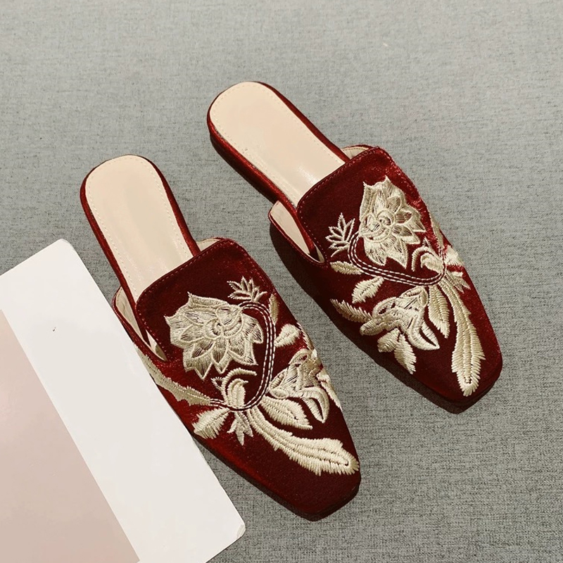 2026 新しいレディースシューズレトロ刺繍ミューラースリッ - Embroidery Style のレビューと価格