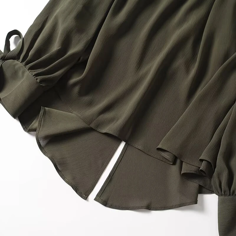 2025年フランス風レディースシャツ ダークグリーン ルーズ - Embroidery Style のレビューと価格