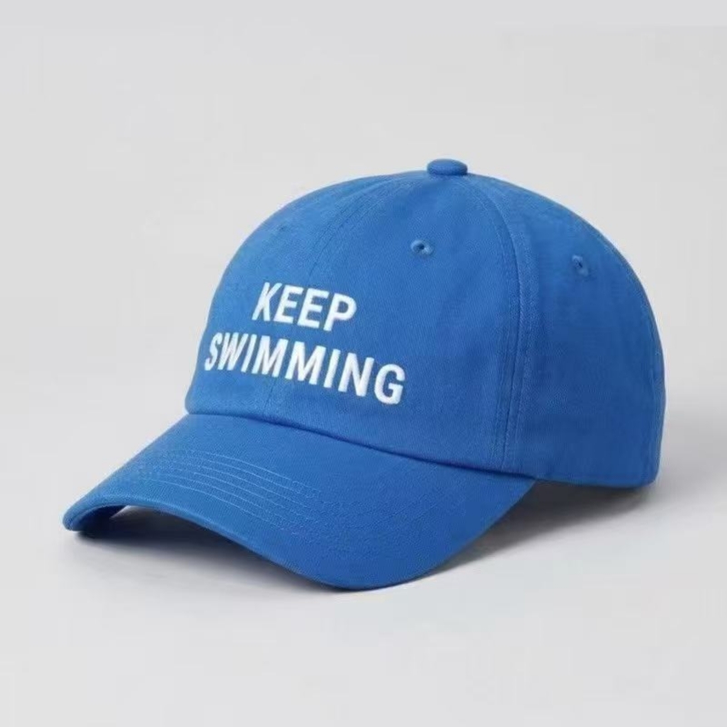 Embroidery Font - BT keep Swimming 新しい文字刺繍入り野球帽 男女兼用 おしゃれな日よけソフトトップハット