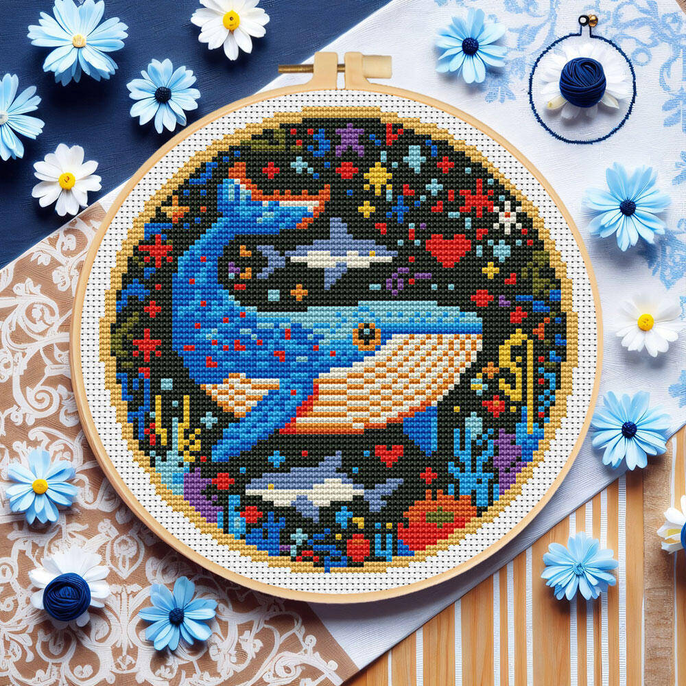 DIY クロスステッチクジラ刺繍動物フープエントリーレベル針 - Embroidery Whale のレビューと価格