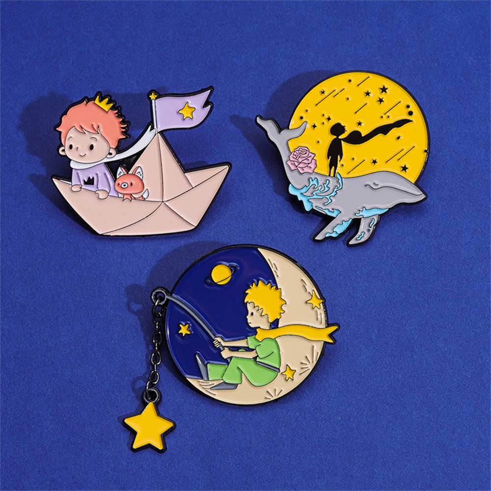 かわいいジャージーとキツネのエナメルピン、カスタムムーンスタ - Embroidery Whale のレビューと価格