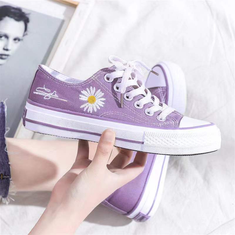 菊刺繍女性キャンバスシューズ秋の新韓国カジュアルオールマッチ - Embroidery Canvas のレビューと価格