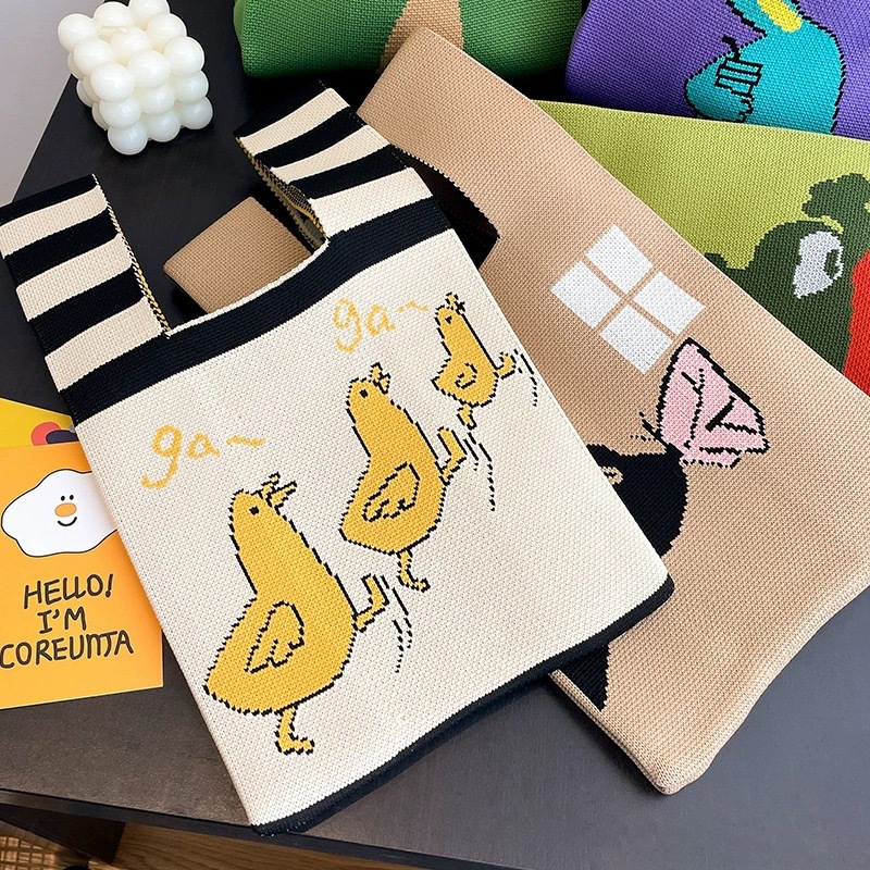 女性のノットリストバッグポータブルミニストライプトート手作り - Embroidery Underlay のレビューと価格