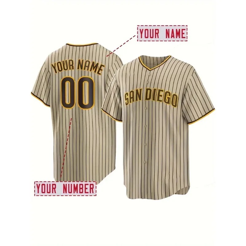 カスタム名と番号メンズ刺繍野球ジャージサンディエゴパーソナラ - Embroidery Font のレビューと価格