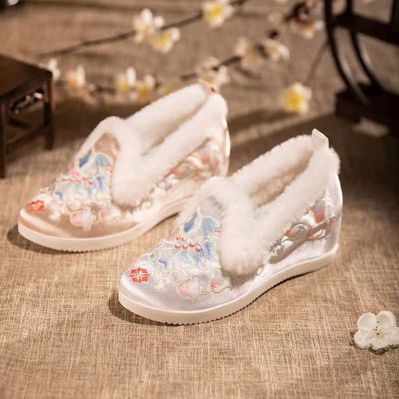 レディース冬用ローカット刺繍入りコットンシューズエスニック風 - Embroidery Canvas のレビューと価格