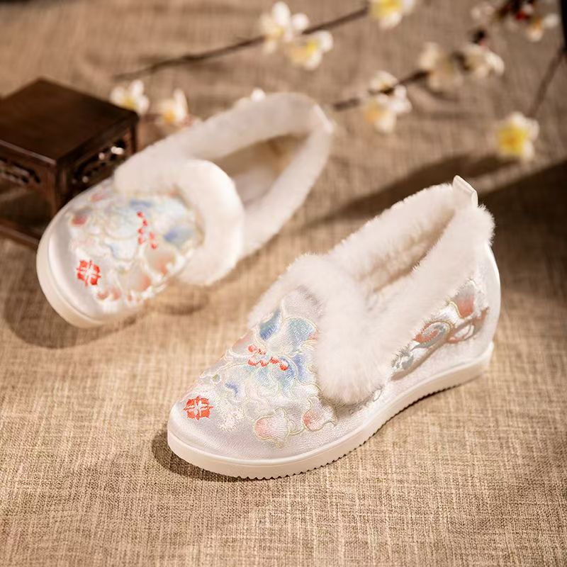 レディース冬用ローカット刺繍入りコットンシューズエスニック風 - Embroidery Canvas のレビューと価格