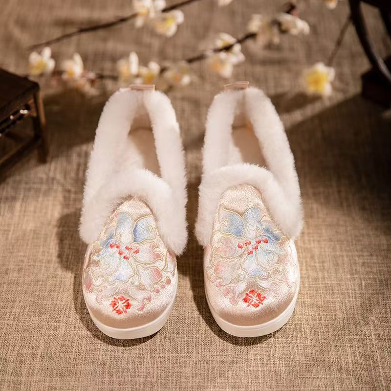 レディース冬用ローカット刺繍入りコットンシューズエスニック風 - Embroidery Canvas のレビューと価格