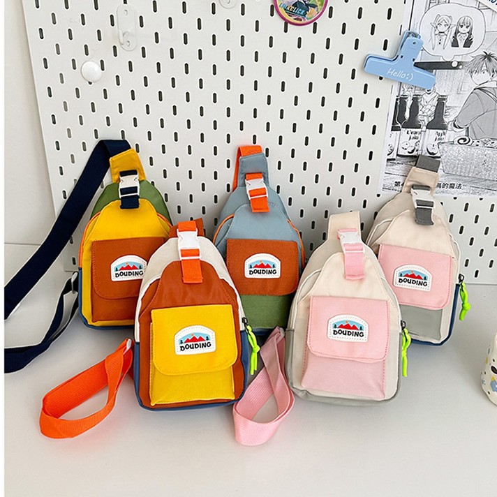 新しいファッションキッズチェストバッグユニセックスクールカラ - Embroidery Font のレビューと価格