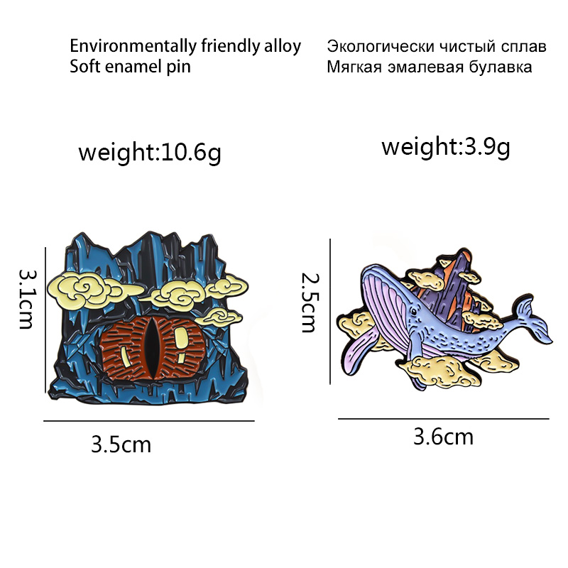 漫画のピーク悪魔の目とクジラエナメルピンイルカサメのクジラの - Embroidery Whale のレビューと価格