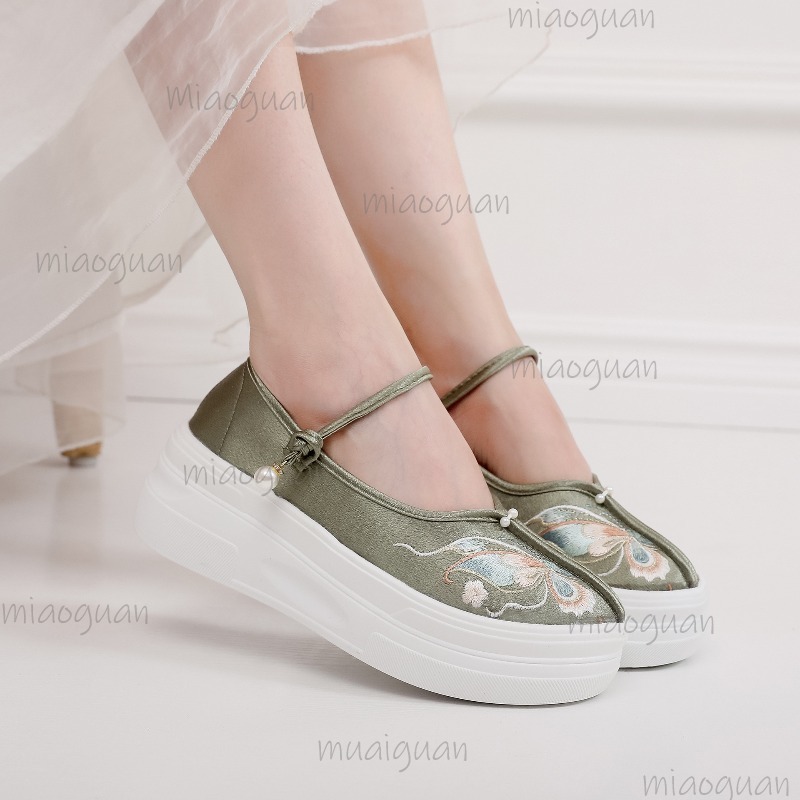 女性の中国風の刺繍入りプラットフォームメリージェーンズバタフ - Embroidery Style のレビューと価格