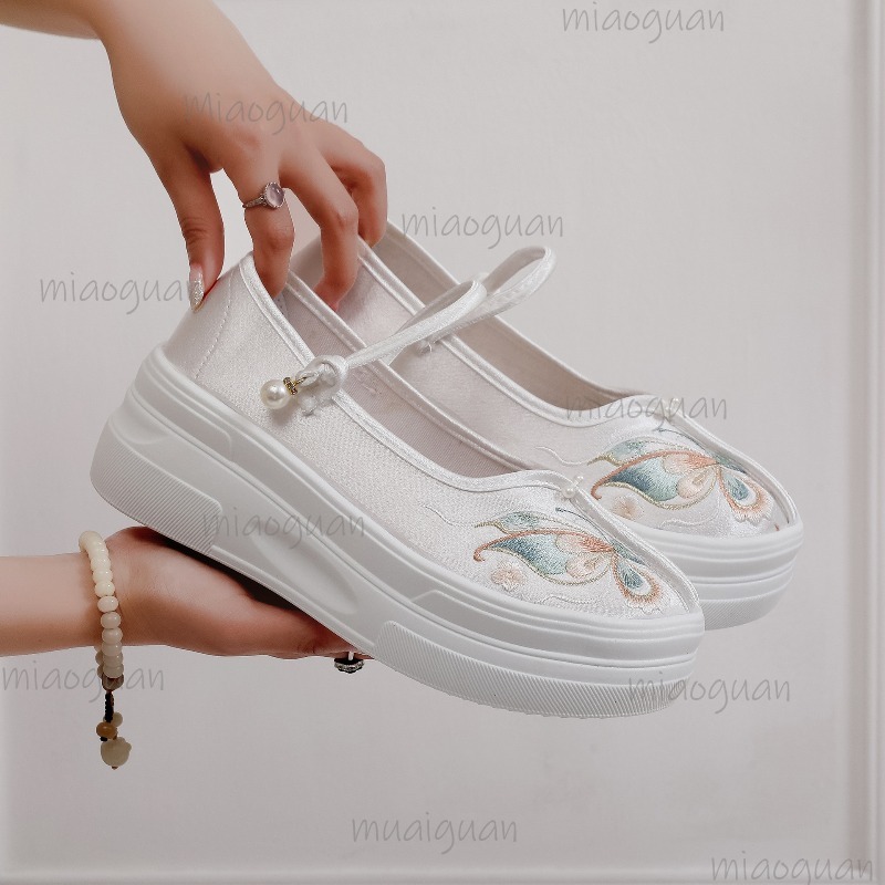 女性の中国風の刺繍入りプラットフォームメリージェーンズバタフ - Embroidery Style のレビューと価格