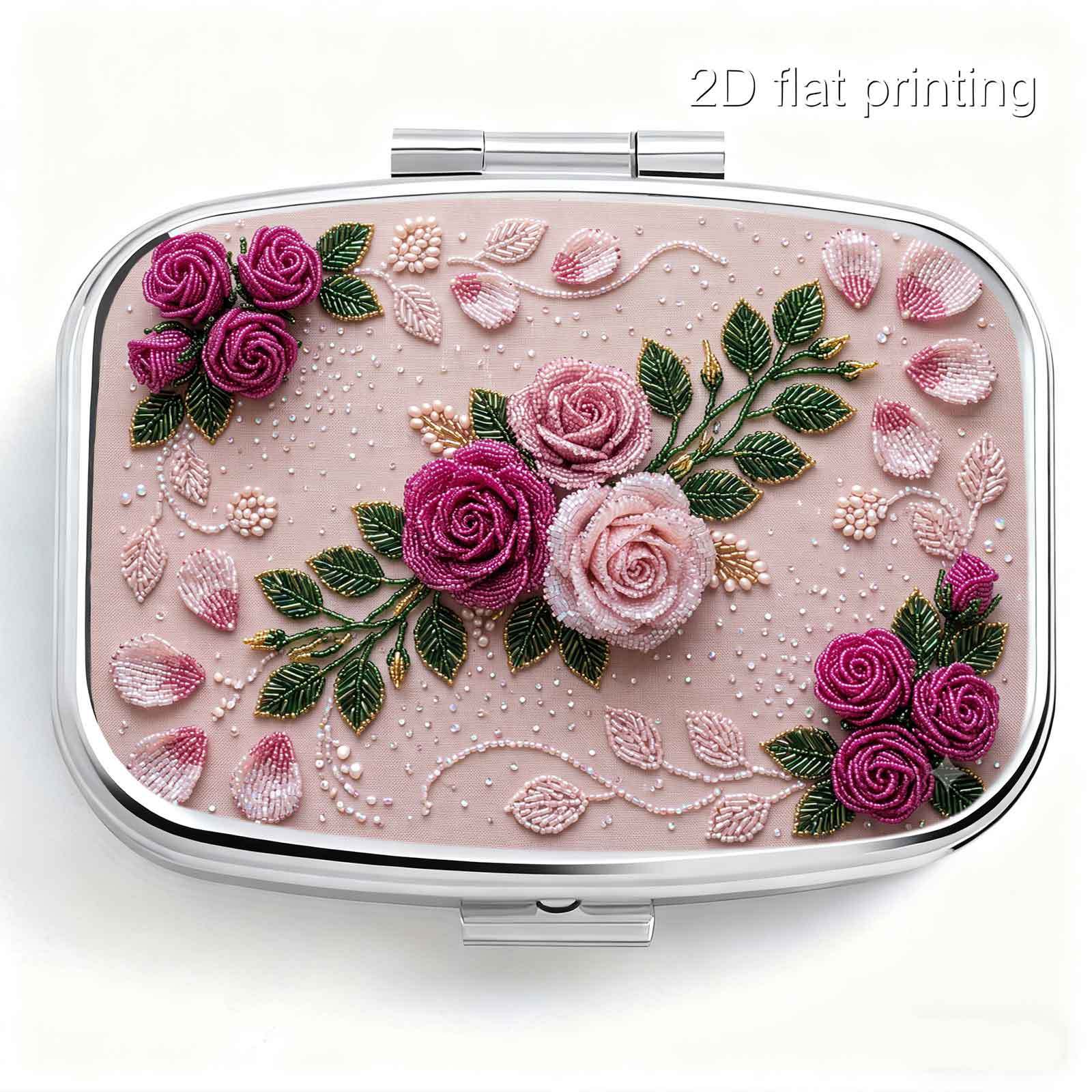 フラット印刷、ポータブルミニ二層ピルボックス、ピンクと紫のバ - Embroidery Moisturizer のレビューと価格