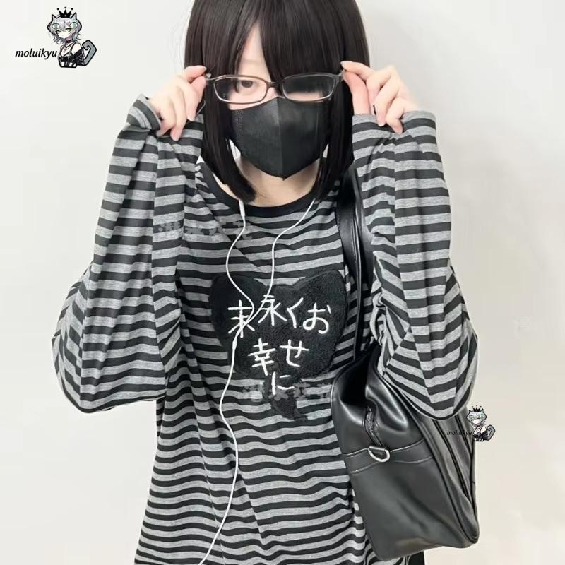 Y2K アメリカンパンクヴィンテージ O ネック長袖シャツオ - Embroidery Style のレビューと価格