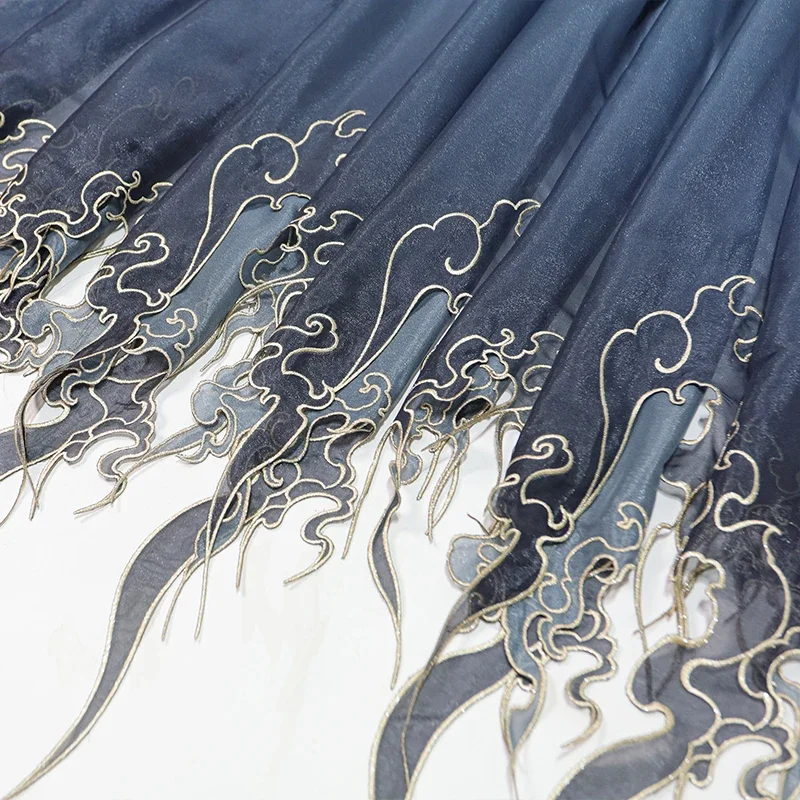中国風刺繍蓮の葉グラデーション生地 DIY 漢服ドレススカー - Embroidery Style のレビューと価格