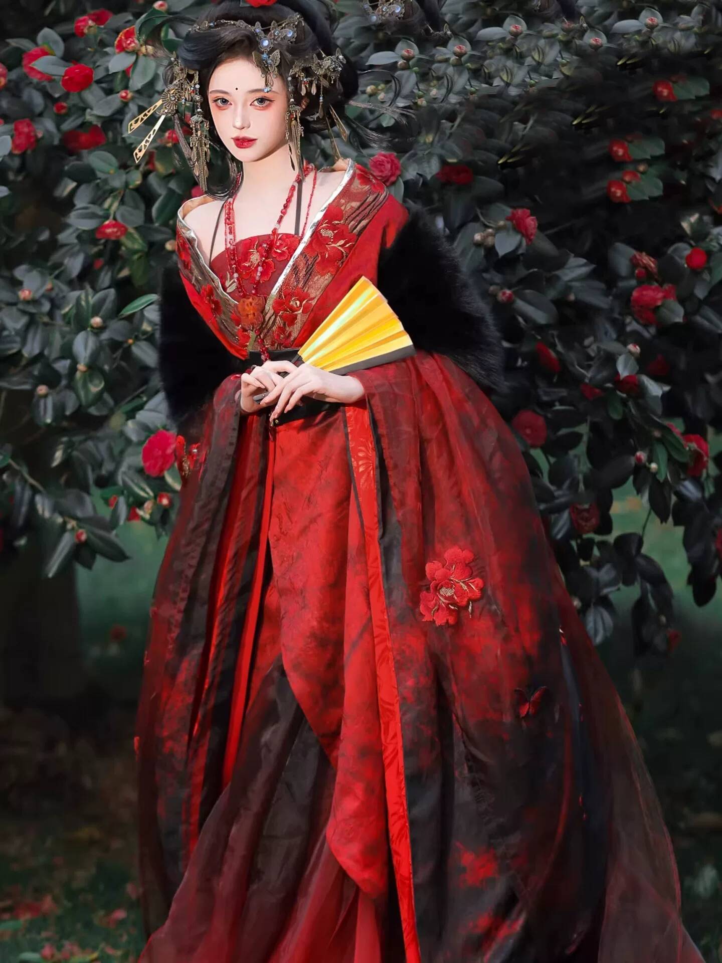 新しいダチュラレッド漢服女性古代スタイル重工業刺繍戦国時代ロ - Embroidery Style のレビューと価格