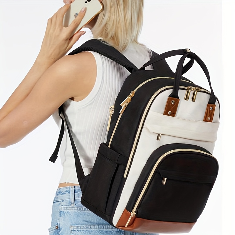 女性用ツートンカラーのノートパソコン用バックパック、防水仕様 - Embroidery Bag のレビューと価格