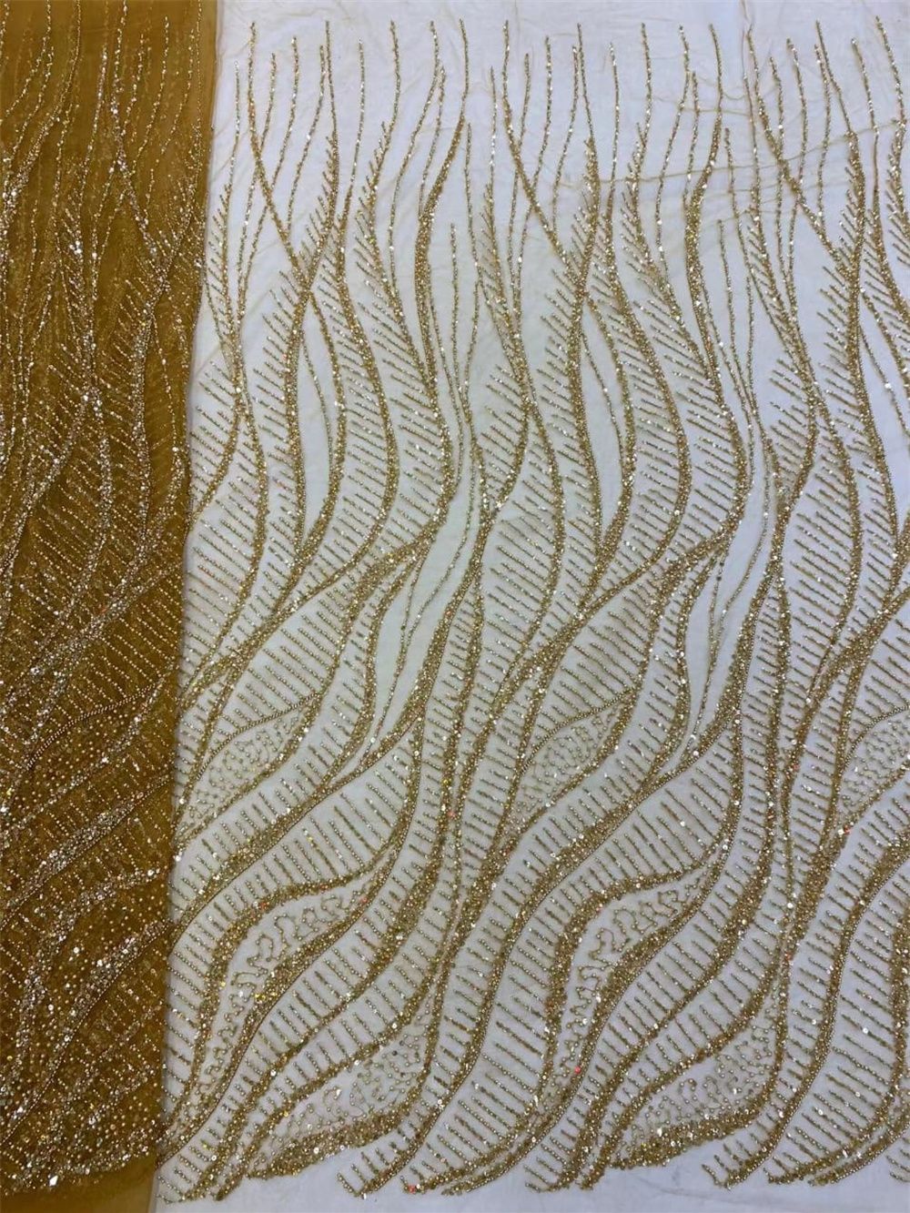 アフリカンクリスタルビーズ生地,フレンチメッシュチュール,ウ - Embroidery Underlay のレビューと価格