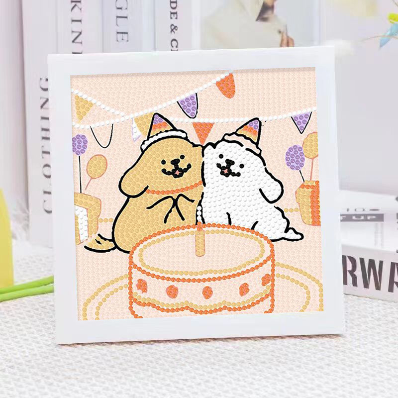 漫画ライン子犬クリスタルダイヤモンドフレーム装飾絵画 5D  - Embroidery Gift Ideas のレビューと価格