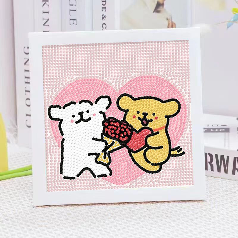 漫画ライン子犬クリスタルダイヤモンドフレーム装飾絵画 5D  - Embroidery Gift Ideas のレビューと価格