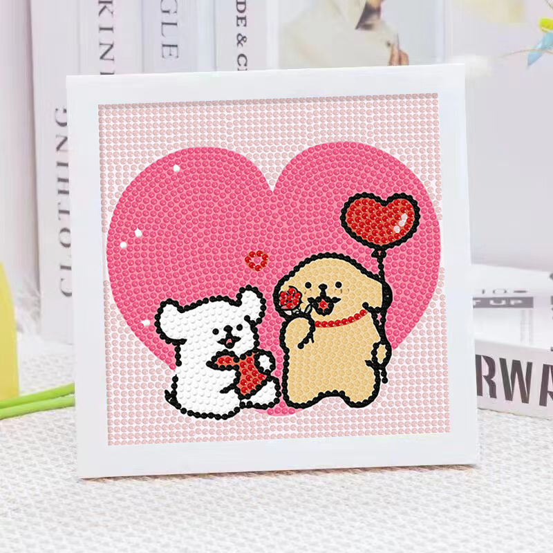 漫画ライン子犬クリスタルダイヤモンドフレーム装飾絵画 5D  - Embroidery Gift Ideas のレビューと価格