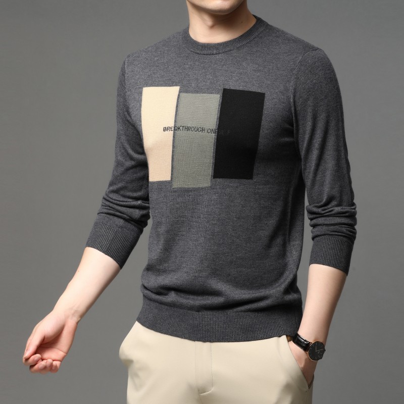 高級ブランドファッションジャカードニット男性用セーター202 - Embroidery Font のレビューと価格