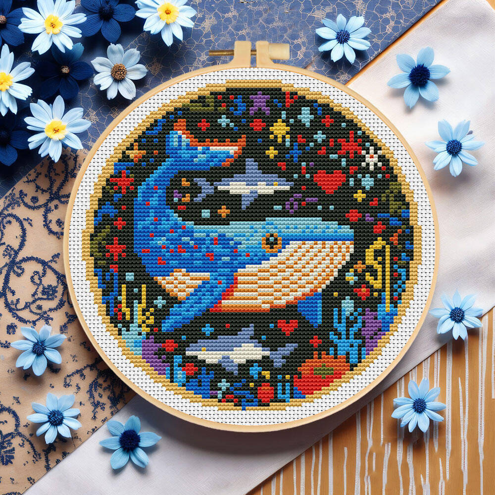 DIY クロスステッチクジラ刺繍動物フープエントリーレベル針 - Embroidery Whale のレビューと価格