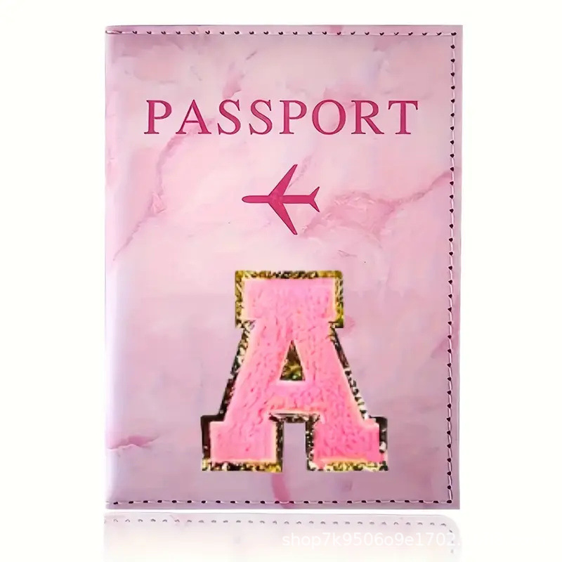 ピンクのPUレザーパスポートホルダー、刺繍ラベル付き、チケッ - Embroidery Font のレビューと価格