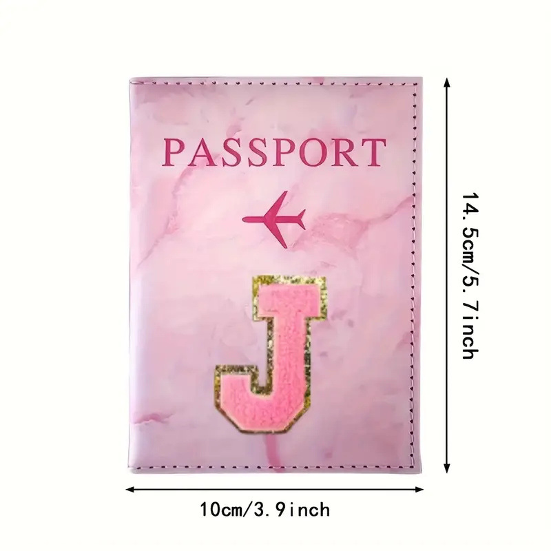 ピンクのPUレザーパスポートホルダー、刺繍ラベル付き、チケッ - Embroidery Font のレビューと価格