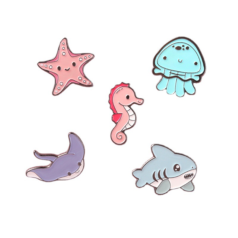 かわいい海洋動物エナメルピンセットラペルブローチ美的海洋バッ - Embroidery Whale のレビューと価格