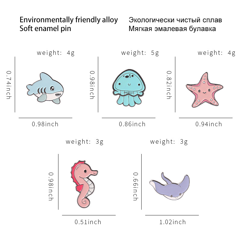 かわいい海洋動物エナメルピンセットラペルブローチ美的海洋バッ - Embroidery Whale のレビューと価格