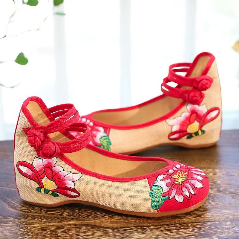 女性ウェッジ刺繍布靴春夏新エスニックスタイルソフトソールバレ - Embroidery Canvas のレビューと価格
